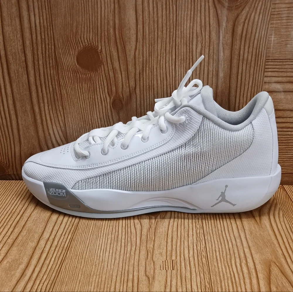 Nike Air Jordan Zoom White and Gray Athletic Sneakers - Picture 2 of 14